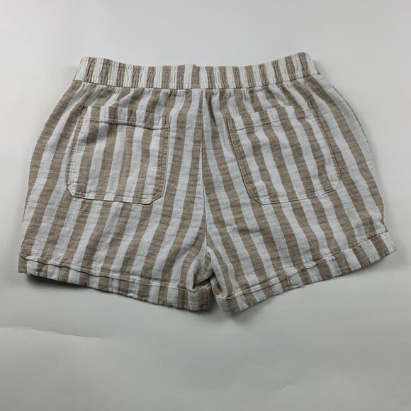 Old Navy White Tan Striped Linen Blend Pull On Shorts M - Picture 5 of 5
